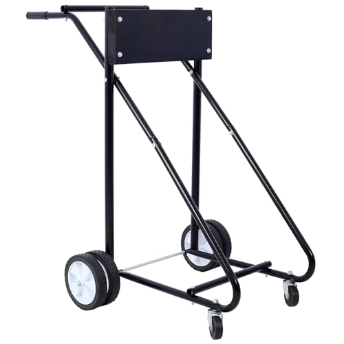Heavy-Duty Outboard Motor Stand - 315 lbs Capacity Engine Stand with 4 Rubber Casters Multi-Functional Cart for Motor Repair Maintenance Transport and Storage (Black)