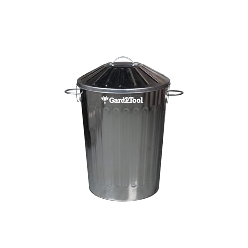 Small Medium Large Extra Large Galvanised Steel Metal Dustbin Kitchen House Garden Storage Unit Bin ([ 60L Metal Bin ])