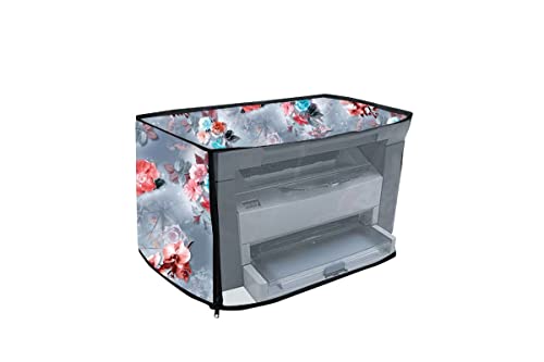 Image of Printer Cover for HP 1005 Printer with Zipper for Dust Protection (Grey Flower)