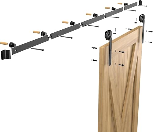 BONIKLUBA 6.6FT Sliding Barn Door Hardware Kit for Single Door-Sturdy&Smoothly&Quietly-Heavy Duty-Easy to Install, Fit 36"-40" Wide Door(J Shape Hanger)