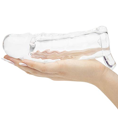 Lovehoney Mega Thick Penis Sleeve | 2 Extra Inches Penis Extender with Ball Loop | Girthy Realistic Sexual Stimulation Device | Couples Cock Enlarger Adult Sex Toys for Men | Clear