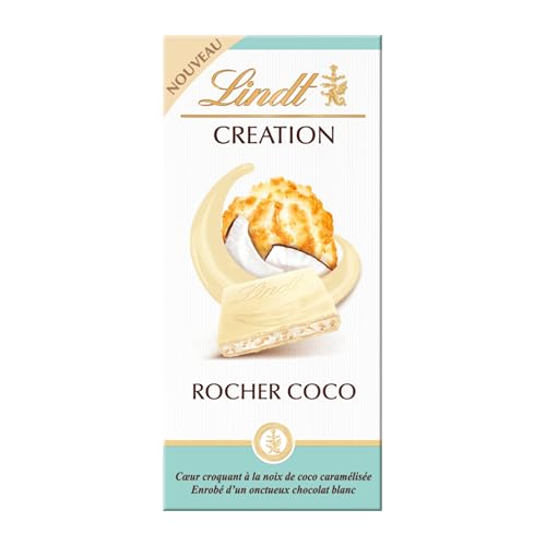 Lindt - Tablette CRÉATION Blanc Rocher Coco - Chocolat Blanc, 145g