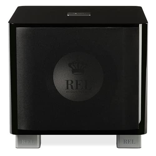 Image of REL T /9x 10-Inch Powered Subwoofer - Sealed Design with Class AB Amplifier, RCA Inputs, and Deep Bass for HiFi Stereo Systems, Home Theater, and Surround Sound - High Gloss Black Finish