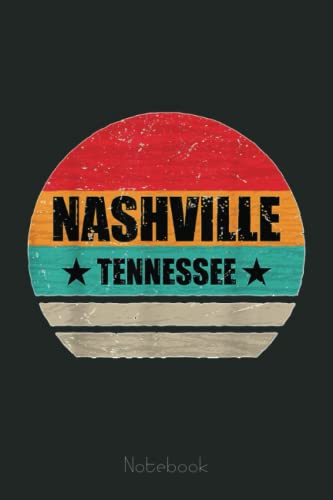 Nashville Retro Vintage Sunset US State Nashville Notebook: US Memorial Day, Journal 6 x 9, 110 Page Blank Lined Paperback Journal/Notebook Gift For Family Friends