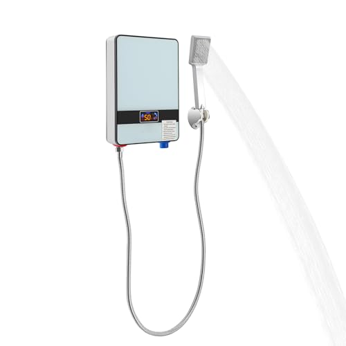 CHIMHOON 6500W Elektrisch Durchlauferhitzer, Digitaler Bildschirm Tankless Warmwasser Set, Untertisch Druckfest Wasserdicht 220V, Tankless Instant Warmwasser Badezimmer Dusche