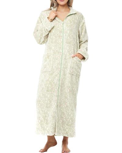 Image of Alexander Del Rossa Long Zip Up Robes, Plush Zipper Robes for Plus Size, Housecoats Zipper Front