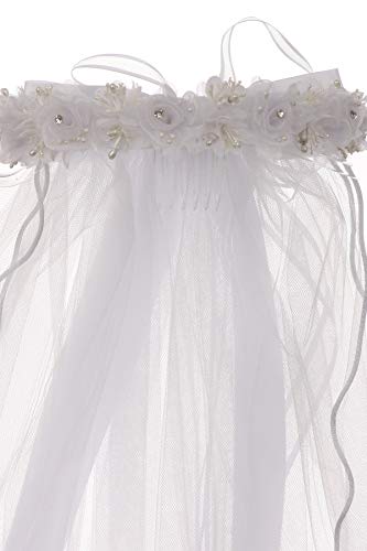 BNY Corner Girls First Communion Veil Rhinestone Accented Flower Crown2