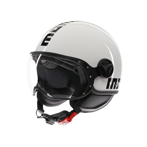 MOMODESIGN - FGTR CLASSIC E2206, Casco Jet, Casco Aperto per Moto e Scooter, per Uomo e Donna, Bianco/Nero, XS