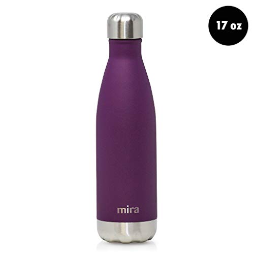 MIRA 17 Oz Stainless Steel Vacuum Insulated Water Bottle - Double Walled Cola Shape Thermo - 24 Hours Cold, 12 Hours Hot - Reusable Metal Water Bottle - Leak-Proof Sports Flask - Iris - Thumbnail 2