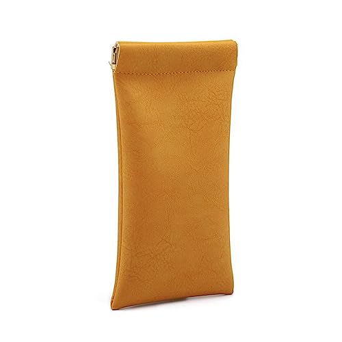 Image of 3 Pack Leather Eyeglasses Cases PU Soft Sunglasses Pouch Squeeze Top Portable Glasses Cases for Men Women