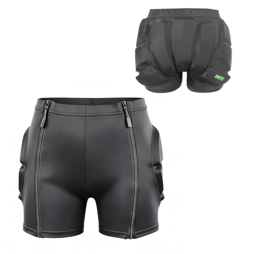 Kids Padded Shorts with Zipper, Crash Butt Pads for Hip Tailbone...