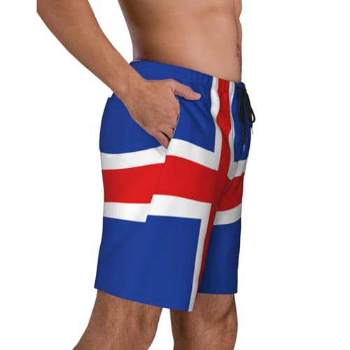 Flag of Iceland Men Beach Pants â€“ Swim Trunks for Men,Quick-Dry and Comfortable, Suitable for Beach, Surf, and Everyday Wear Black3