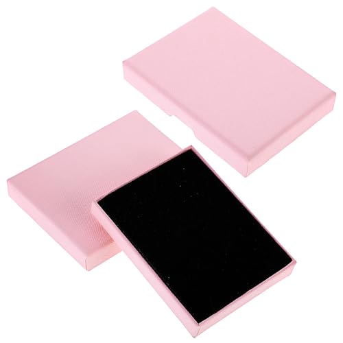 2 Stück Schmuck Geschenkbox Papier-Schmuck-Display Kleine Geschenkboxen Armband Halskette Geschenkbox Rosa Kleine Schmuckschatulle für Ringe Ohrringe Valentinstag Weihnachten Hochzeitsgeschenken