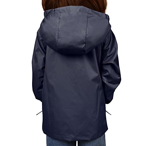 Image of YINGJIELIDE Boys Girls Waterproof Rain Jackets Kids Easy to Fold Windbreaker Lightweight Outdoor Hooded Raincoat