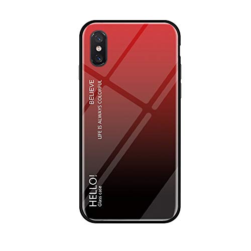 MadBee Cover per Xiaomi Mi 8 Pro [con Pellicola Proteggi Schermo],Custodia Protettiva in Vetro Temperato 9H [Motivo in Marmo] + Cornice Paraurti in Silicone Morbido Cover Case (Rosso)