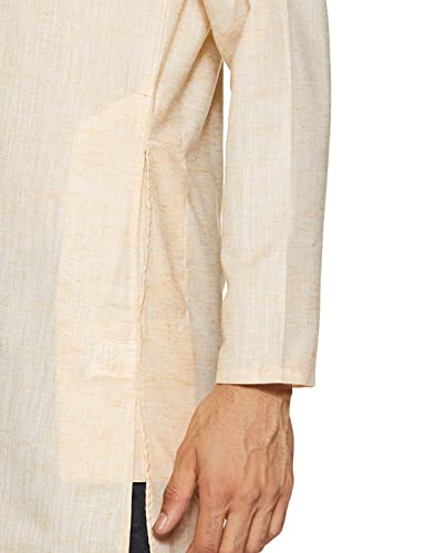 Image of Diverse Men's 70PercentPoly and 30PercentCotton Slim Embellishment Solid Kurta
