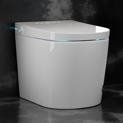 Image of Hindware Automate Imperial Smart Toilet | Adjustable Dryer | Heated Seat | Remote Control & Dual Flush | Nozzle Self-Cleaning | Foot Sensor Flush | Ceramic Floor-Mount EWC S-300 Trap | Star White
