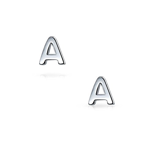 Personalized ABC Minimalist Geometric Capital Block Alphabet Letter Initial Stud Earrings For Teen For Women .925 Sterling Silver