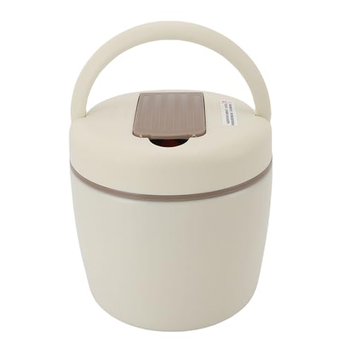 Asixxsix Frasco de comida aislado al vacío, se mantiene caliente 12 horas Fácil de limpiar 304 recipiente de acero inoxidable almuerzo con cuchara para niños Adultos Escuela (Marfil 1.5l)