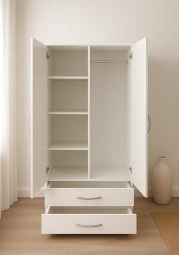 Image of 2 Door Wardrobe with Drawers and Multiple Shelf and Storage for Bedroom