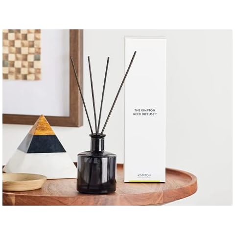 Kimpton Style Reed Diffuser - Signature Scent with Fragrance Notes of Citrus, Green Tea, and Musk Glass Vessel Rattan Reeds 4 oz. Cover