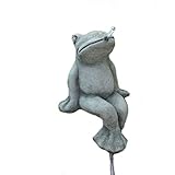 Handgearbeitet Steinfigur Frosch Wasserspeier Kröte als Kantenhocker Steinguss Frostfrei