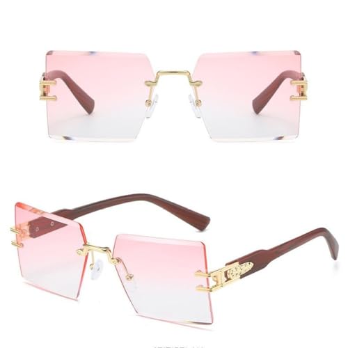 Lunettes de soleil de luxe sans cadre style vintage carrées verres dégradés