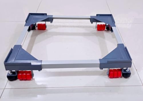 Image of Heavy Duty Washing Machine Trolley for Fully and Semi Automatic, Adjustable Metal and Wheels, Wheeled Metal Frame Front or Top Load, Fridge and Dishwasher Stand (Min: 52 inchx43 inch, Max: 79 inchx70 inch Pack of 2)
