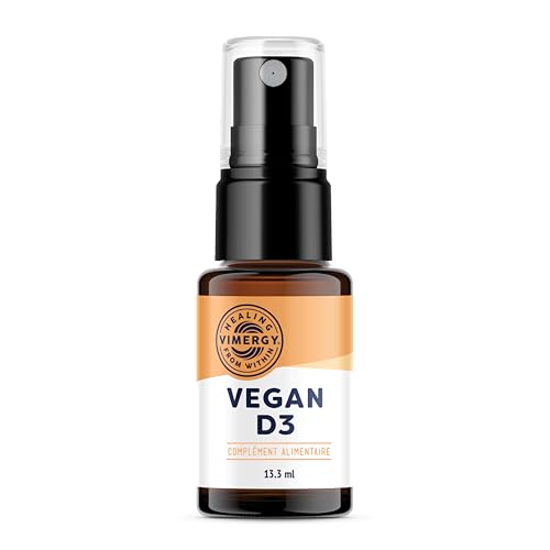 Vimergy Vegan Vitamin D3 Liquid (96 Dosis) – 13.3 ml – Vitamina D3 Vegana 1000 UI – Gotas de Vitamina D3 Líquida - Formulado Sin Azúcares ni Aglutinantes - Sin OMG – Sin Gluten