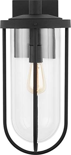 Capital Lighting 934212BK Corbin Clear Glass Outdoor Wall Sconce, 1-Light 100 Watt, 19" H x 8" W, Black