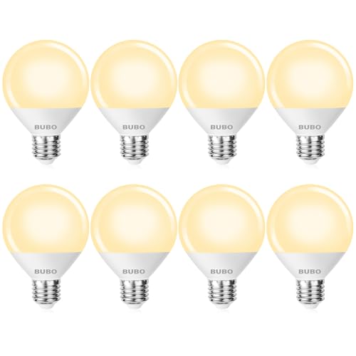 Image of BUBO Globe Light Bulbs 60 Watt Equivalent, Vanity Light Bulbs Soft White 2700K, Bathroom Light Bulbs, Round Light Bulbs, G25 LED Light Bulbs 800 Lumens, E26 Medium Base, 7W, Non-Dimmable, 8 Pack