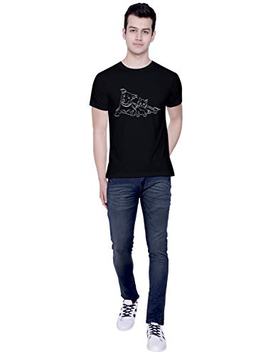 Image of CreativiT Graphic Printed T-Shirt for Unisex Dog with cat Tshirt | Casual Half Sleeve Round Neck T-Shirt | 100% Cotton | D00125-37