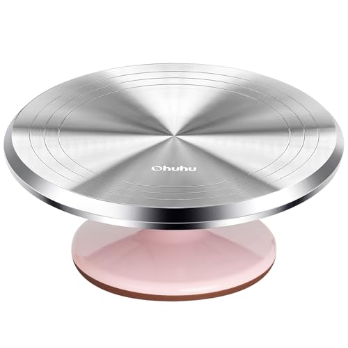 Ohuhu Plato Giratorio para Tartas, 12 Pulgadas Bandejas para Tartas Aleación de Aluminio para Hornear, Decorar Pasteles, Gran Regalo para Mujeres