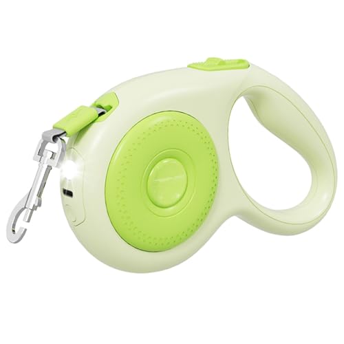 Guinzaglio Retrattile per Cani, 5 m Guinzagli in Nylon Senza Grovigli a 360°, Guinzaglio per Cane con Luce LED, per Cani di Piccola e Media Taglia Fino a 110 Libbre