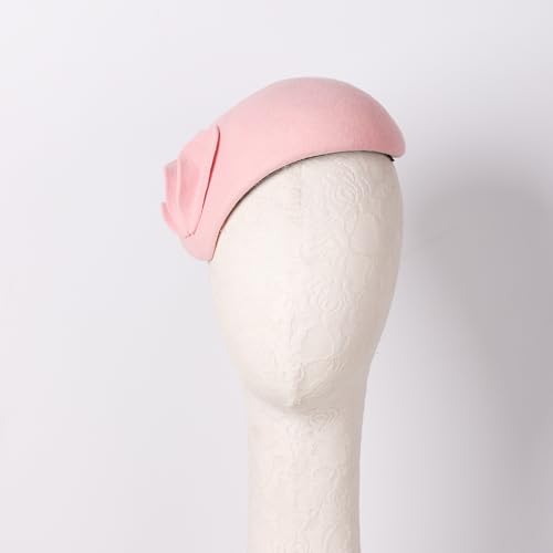 Image of Flower Womens Dress Fascinator Wool Felt Fedora French Pillbox Hat Party Wedding Teardrop Beret