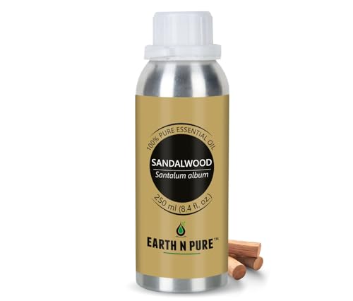 Image of Earth N Pure Sandalwood Essential Oil | 100% Pure & Natural | Steam Distilled | For Relaxation, Skin Nourishment & Meditation | 250ml