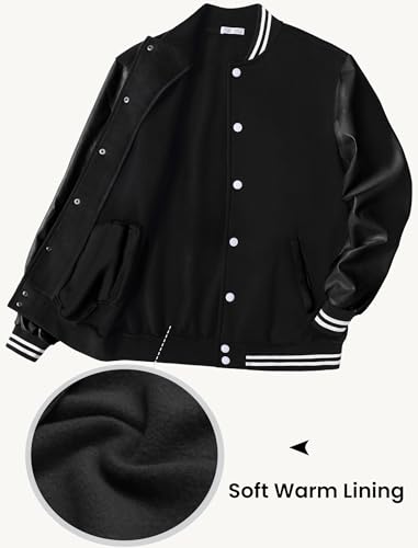 Image of COOFANDY Men Fashion Long Sleeve Button Front Cotton Bomber Baseball Jacket