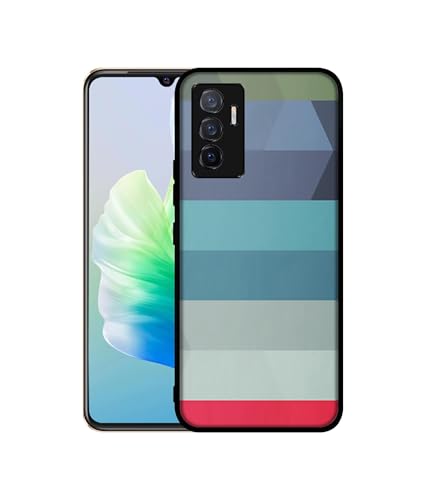 Image of Colorful Lines Design Premium 2D Printed Metal Back Case Cover for Vivo V23E 5G / Y75 4G