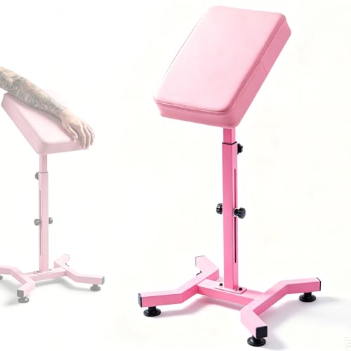Tattoo Arm Rest Adjustable Tattoo Armrest Stand Strong Stability Base Tattoo Equipment PU Leather Thicken Sponge Pillow Pink