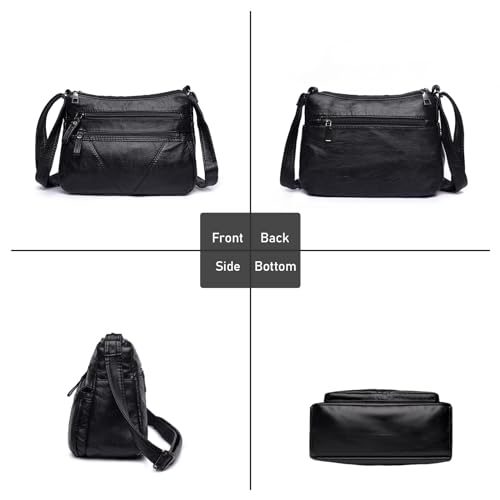Bolso cruzado de mujer de cuero PU suave con múltiples bolsillos miniatura 3