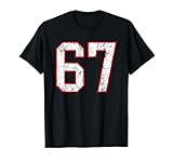 White and Red Sports Number 67 Jersey Uniform Player T-Shirt