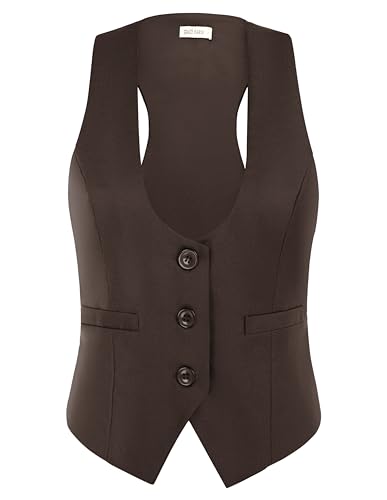 Image of GRACE KARIN Women's Suit Vest Top, Dressy Casual Sleeveless Button Waistcoat, Fromal Steampunk Blazer for Work Office