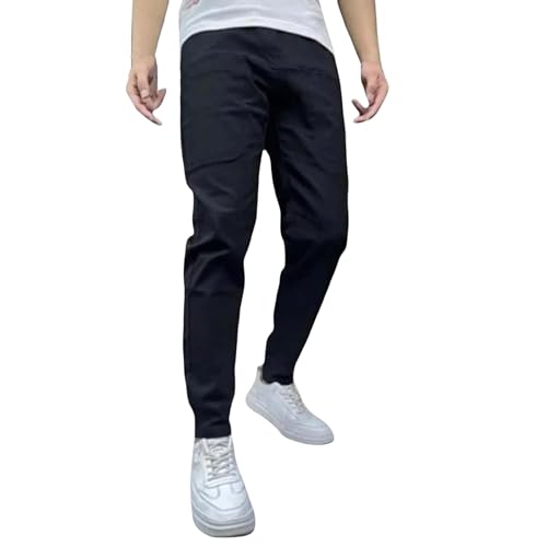 Men's High Stretch Multi-Pocket Skinny Cargo Pants Elastic Waist Plus Size Pant Comfortable Multi-Pocket Sweatpants