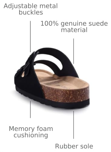 Image of KIDMI Unisex Summer Sandals Arch Support Cork Footbed Slide Sandals with Double Adjustable Buckle for Women Men