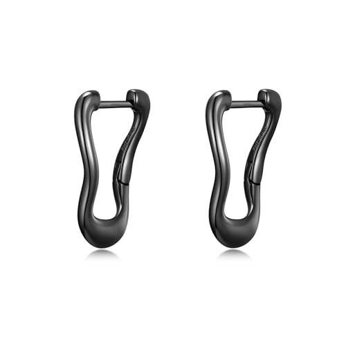 Pendientes aro hombre negro en plata de ley 925 de diseño único
