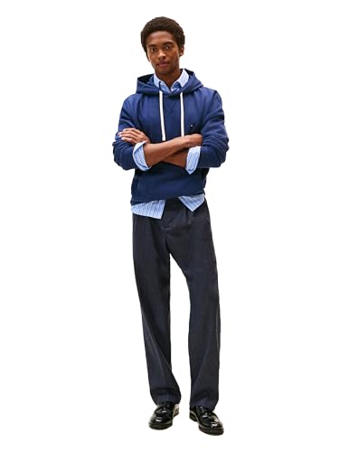 Tommy Hilfiger Herren Medium Weight Solid Fleece Hoodie, Available In Big & Tall Sweatshirt, Blau meliert, XXL – Ansicht 3