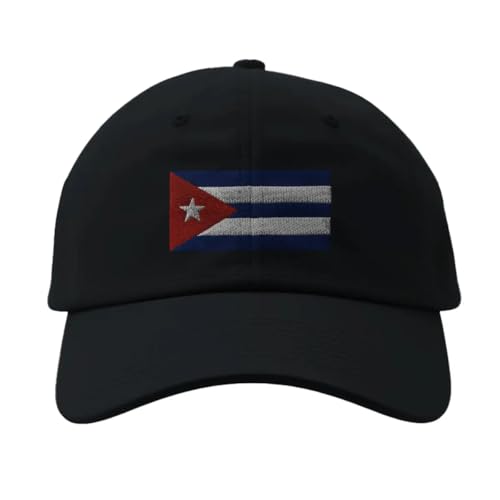 Casquette Cuba noire brodée avec drapeau cubain ajustable