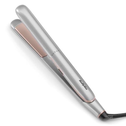 BaByliss Cosmos Piastra Capelli - NUOVO 2025, Tecnologia in Ceramica a Scorrimento Morbido, 3 Impostazioni di Calore 180–235°C, Uso Internazionale, Argento, ST260E