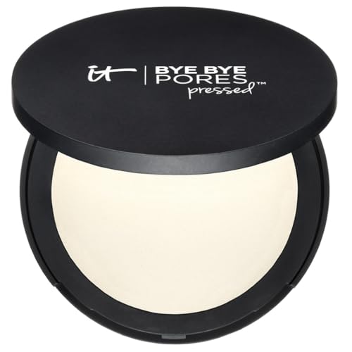 IT Cosmetics Bye Bye Pores Pressed Powder, 9 g, Abdeckendes, porenverfeinerndes Puder mit universell verwendbarem, transparentem Farbton, Für ein seidiges Finish, Farbton Translucent