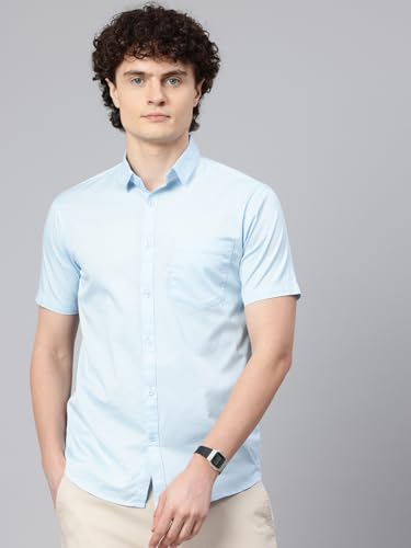Image of Majestic Man Slim Fit Pure Cotton Half Sleeve Solid Casual Shirt
